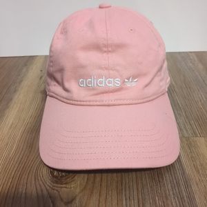 ADIDAS Women's Pink Embroidered Logo Adjustable Strapback Baseball Hat Cap